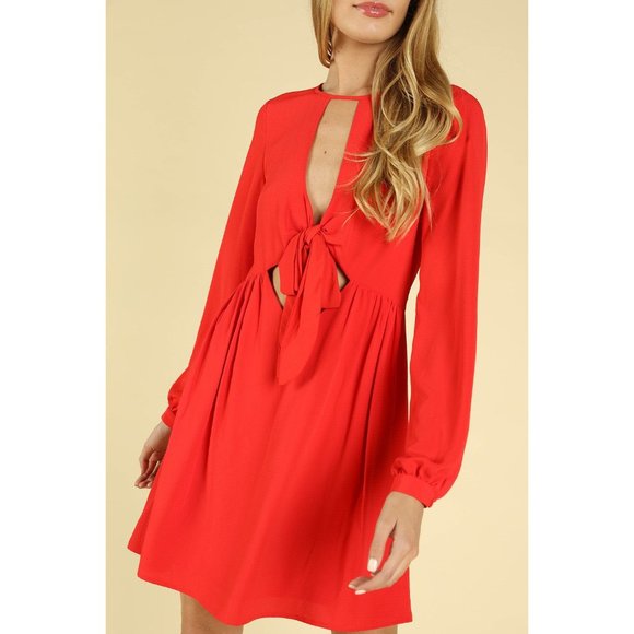 Honey Punch Cut Out Dress, Red - Picture 4 of 4